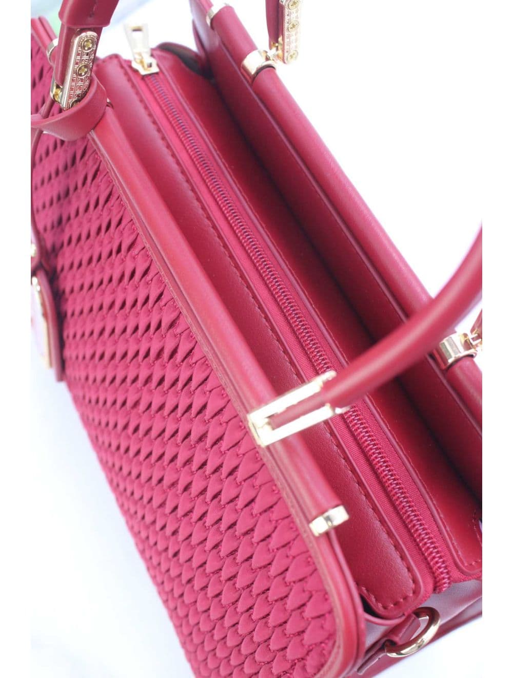 Sac à Main Tissu Avec Pendentif 25B-6317-Bordeaux — vue 5