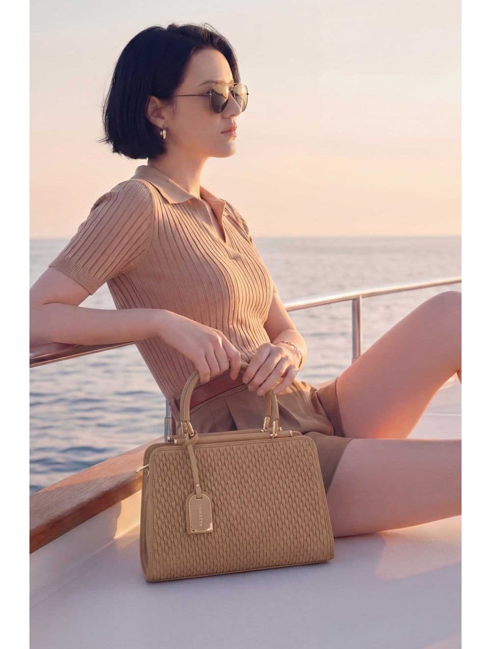 Sac à Main Tissu Avec Pendentif 25B-6317-Kaki — vue 6