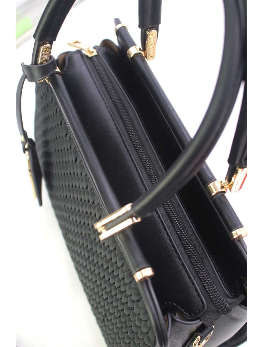 Sac à Main Tissu Avec Pendentif 25B-6317-Noir — vue 5