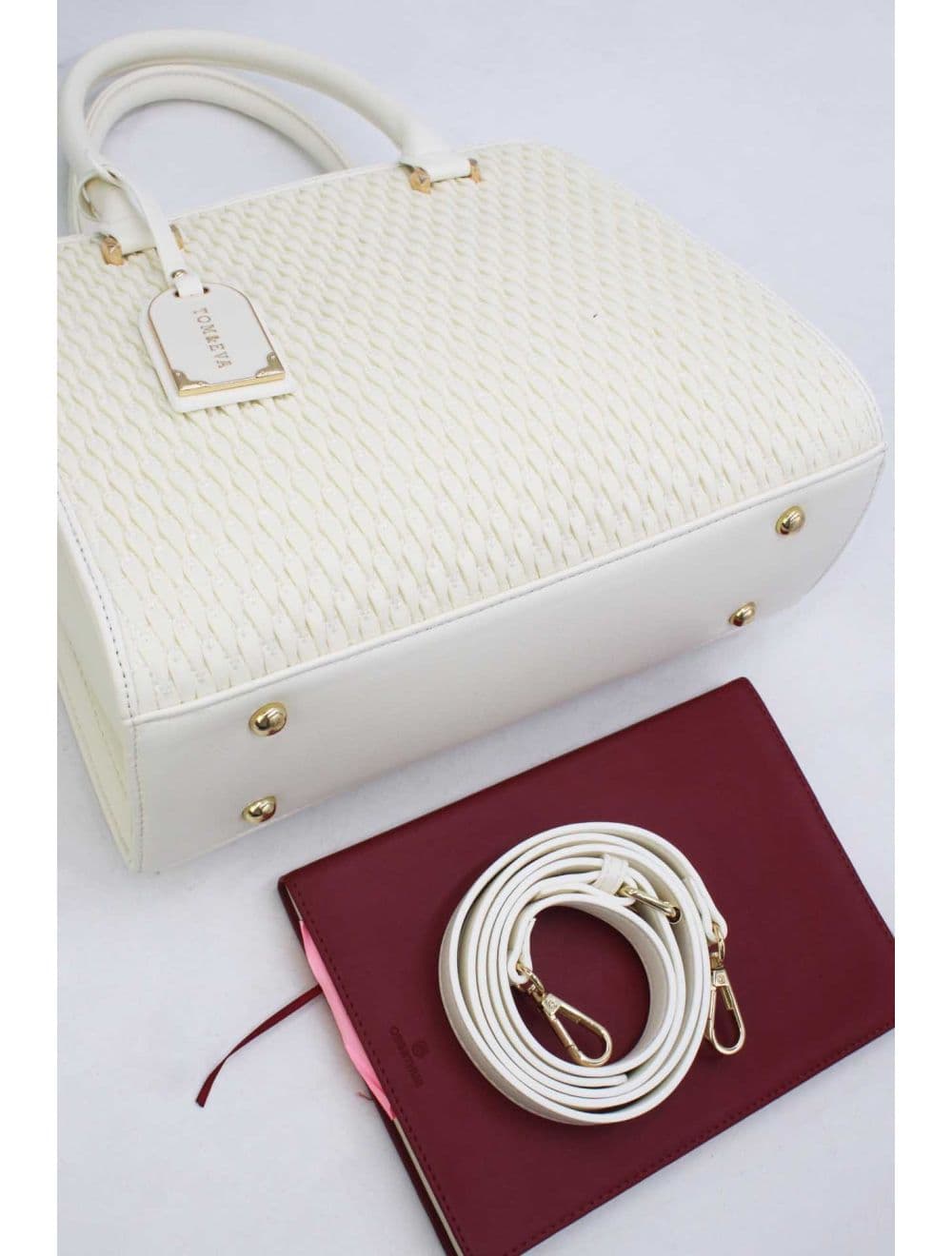 Sac à Main Tissu Avec Pendentif 25B-6192-Blanc — vue 4