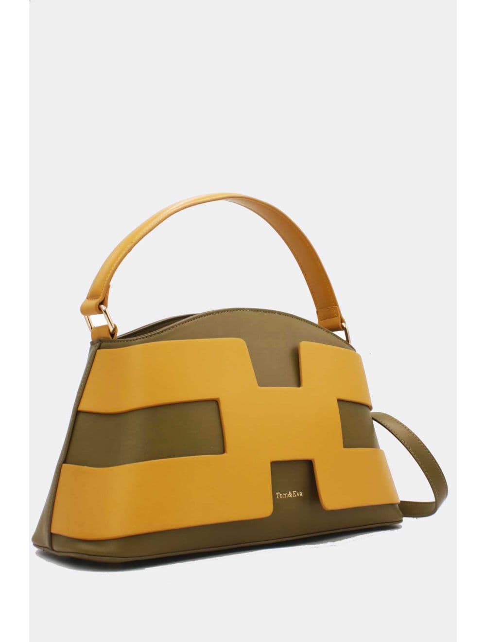 Sac à Main Effet Cuir Lisse Bicolore RÉASSORT25 24B-5862-Green/Yellow — vue 2