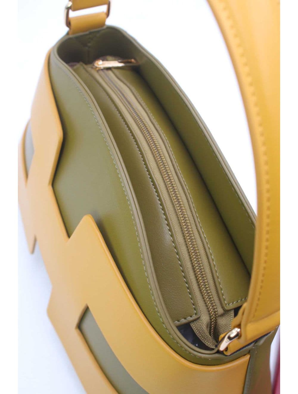 Sac à Main Effet Cuir Lisse Bicolore RÉASSORT25 24B-5862-Green/Yellow — vue 4