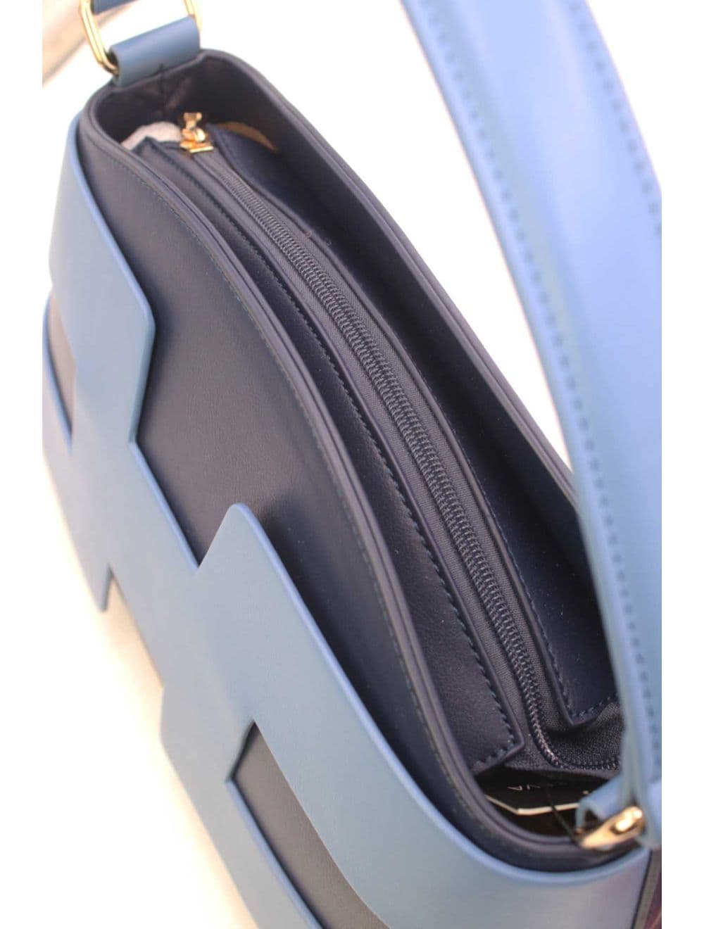 Sac à Main Effet Cuir Lisse Bicolore RÉASSORT25 24B-5862-Bleu — vue 5
