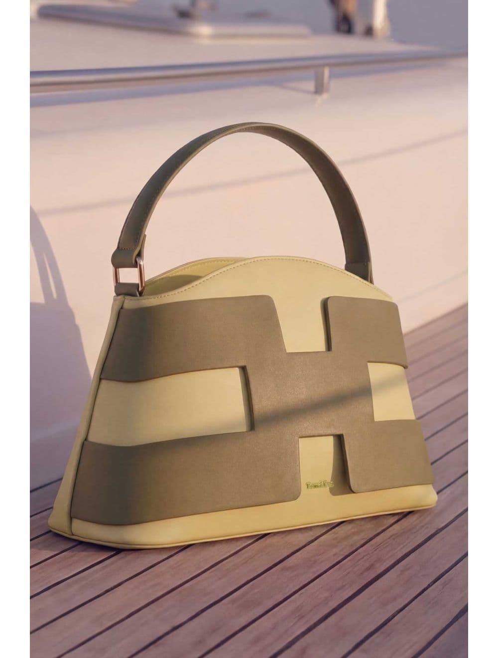 Sac à Main Effet Cuir Lisse Bicolore RÉASSORT25 24B-5862-Yellow/Green — vue 6
