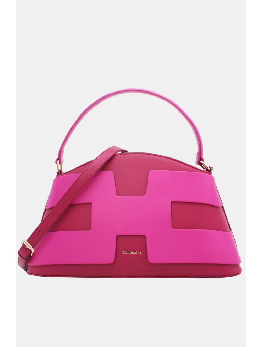 Sac à Main Effet Cuir Lisse Bicolore RÉASSORT25 24B-5862-Rose