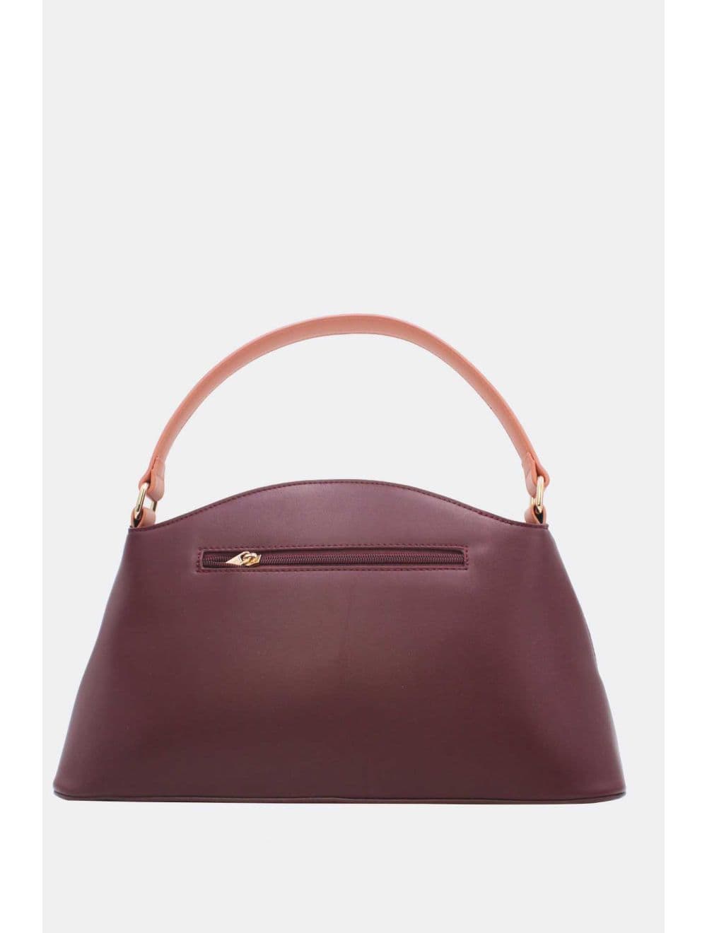Sac à Main Effet Cuir Lisse Bicolore RÉASSORT25 24B-5862-Burgundy/Pink — vue 3