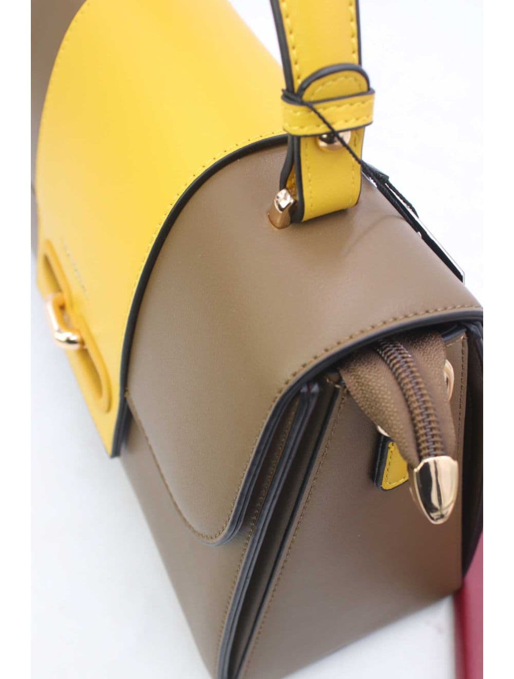 Sac à Main Femme Avec Languette 24B-5900-Taupe/Yellow — vue 5