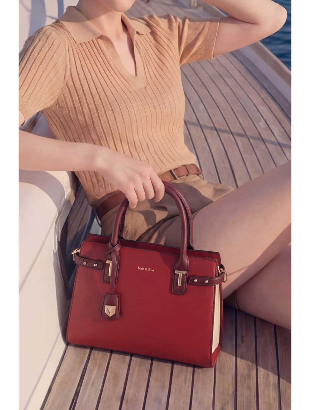 Sac à Main Double Porté Chic-21B-5179-Red/D.Red — vue 5
