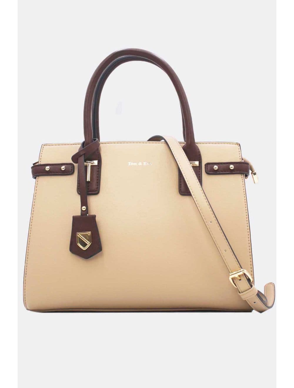 Sac à Main Double Porté Chic-21B-5179-Beige/Coffee