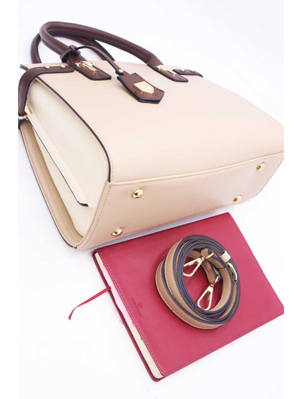 Sac à Main Double Porté Chic-21B-5179-Beige/Coffee — vue 4
