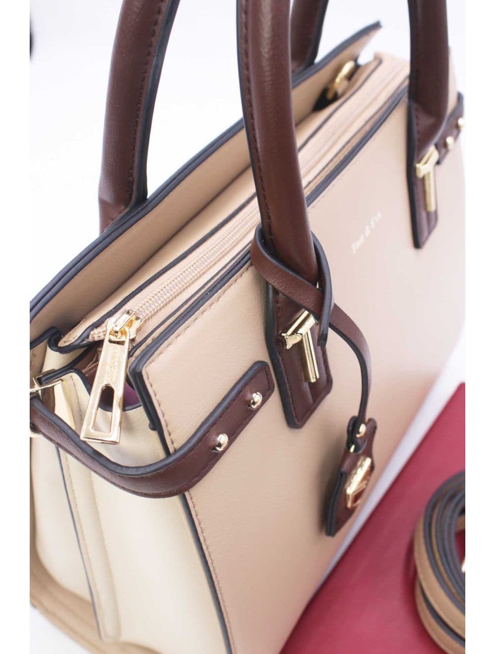 Sac à Main Double Porté Chic-21B-5179-Beige/Coffee — vue 5