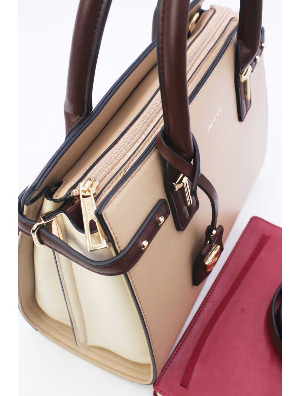 Sac à Main Double Porté Chic-21B-5179-Khaki/Coffee — vue 5