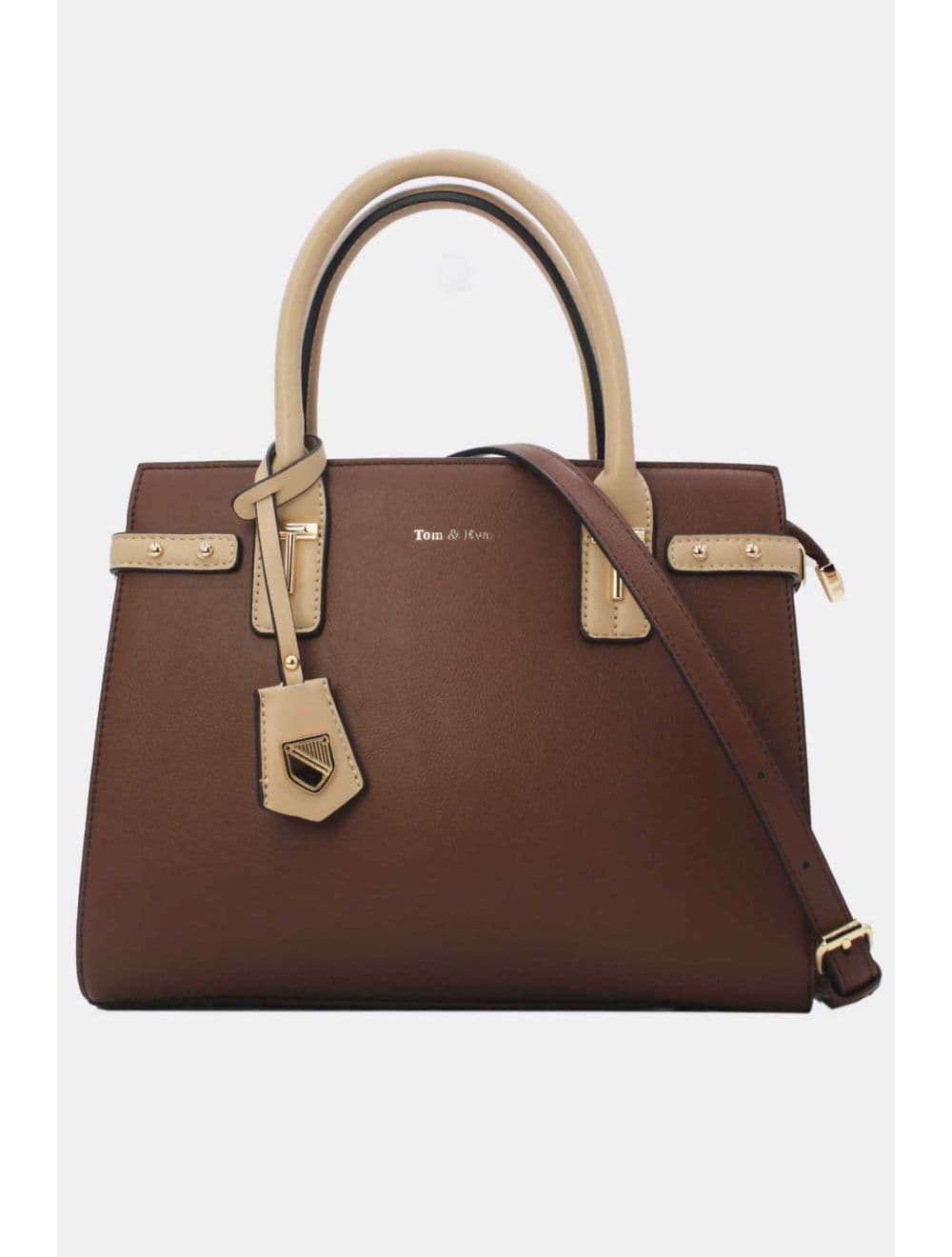 Sac à Main Double Porté Chic-21B-5179-Coffee/Apricot