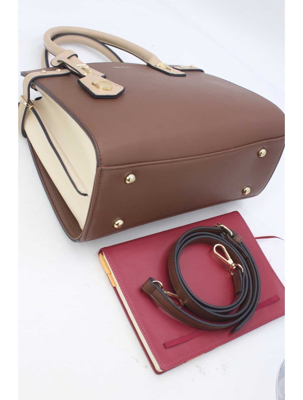 Sac à Main Double Porté Chic-21B-5179-Coffee/Apricot — vue 4