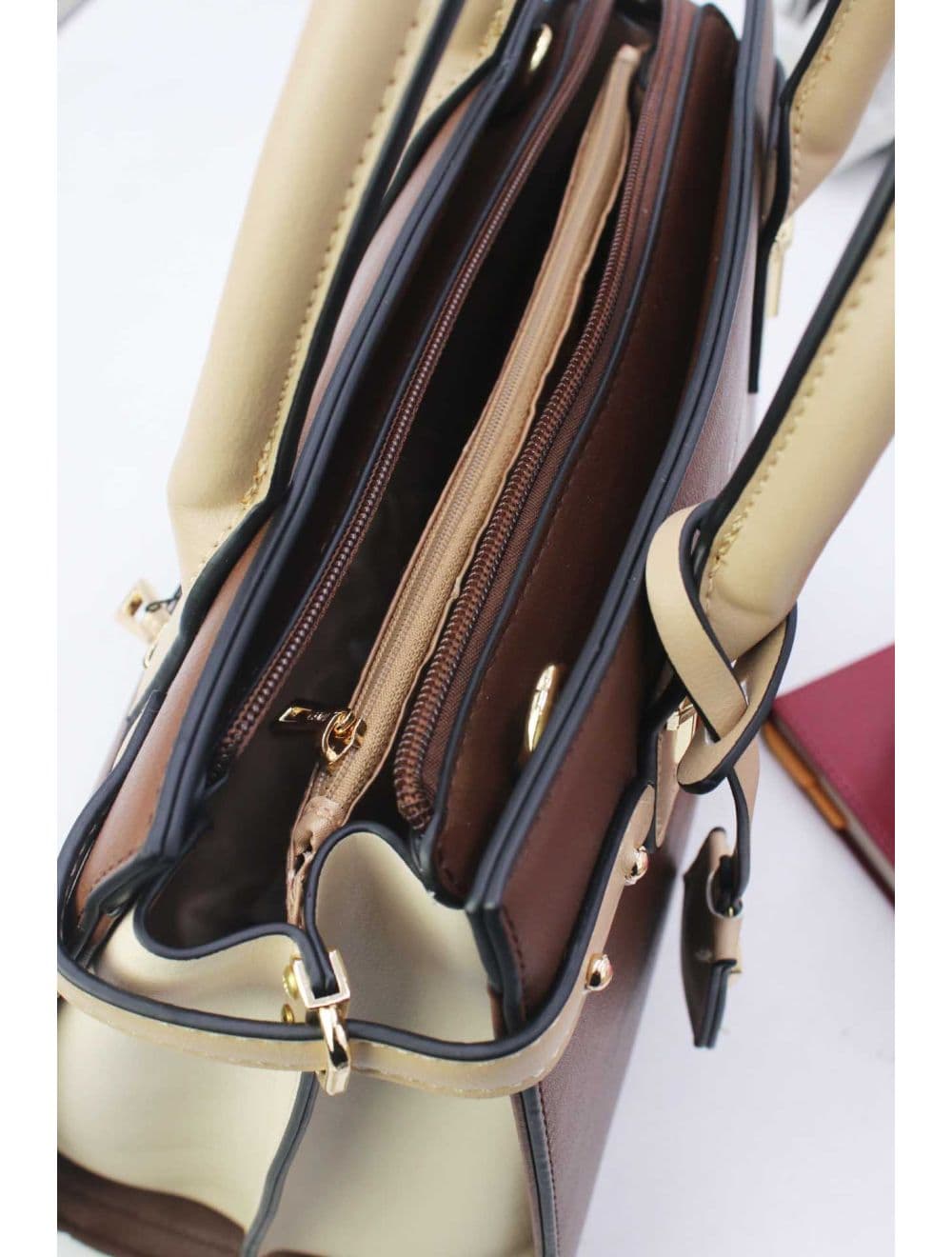 Sac à Main Double Porté Chic-21B-5179-Coffee/Apricot — vue 5