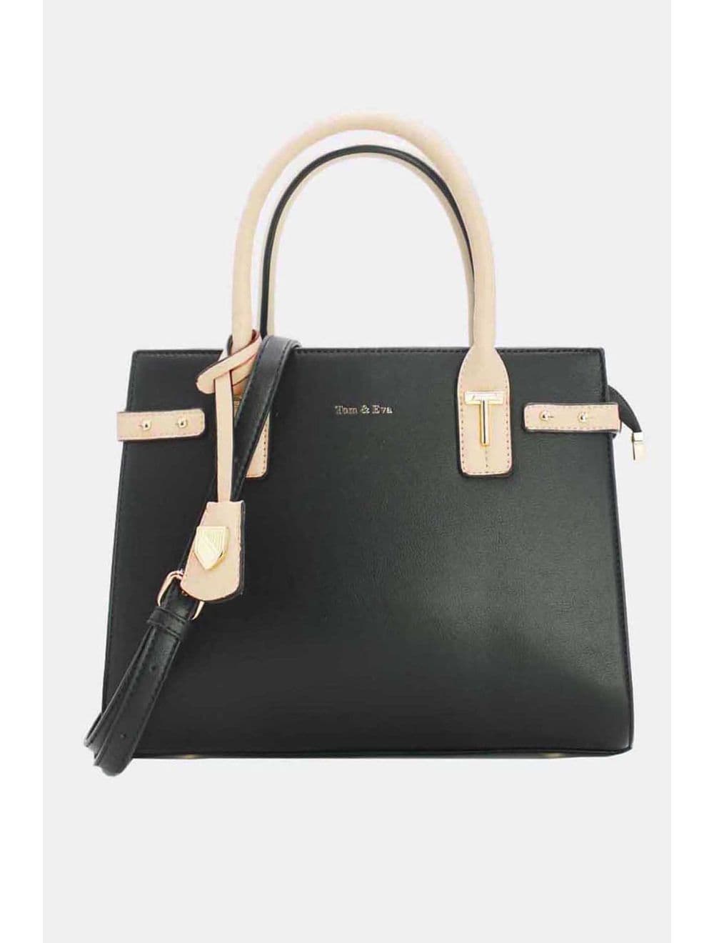 Sac à Main Double Porté Chic-21B-5179-Black/Apricot
