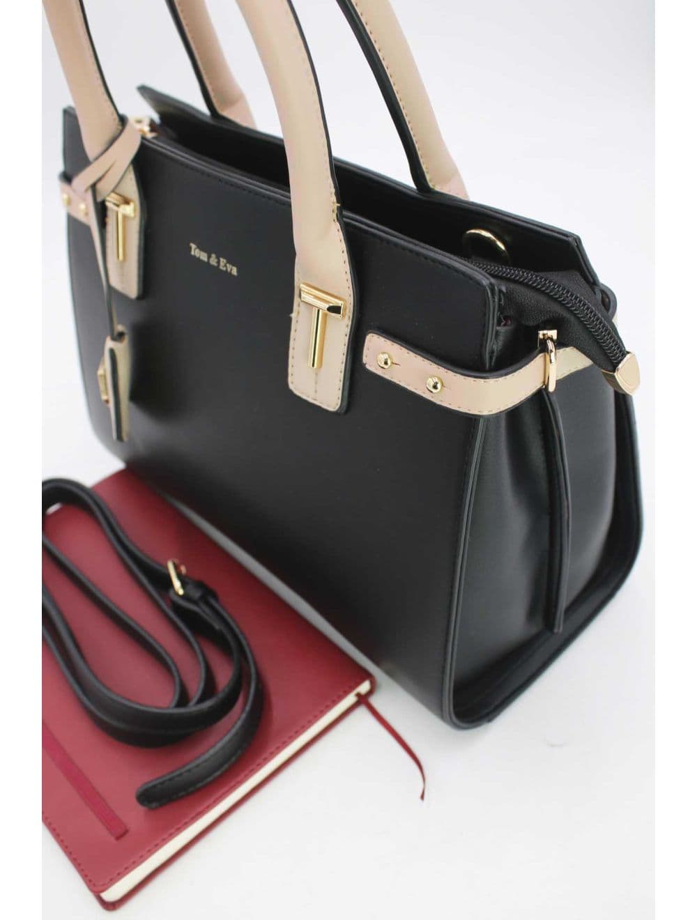 Sac à Main Double Porté Chic-21B-5179-Black/Apricot — vue 4
