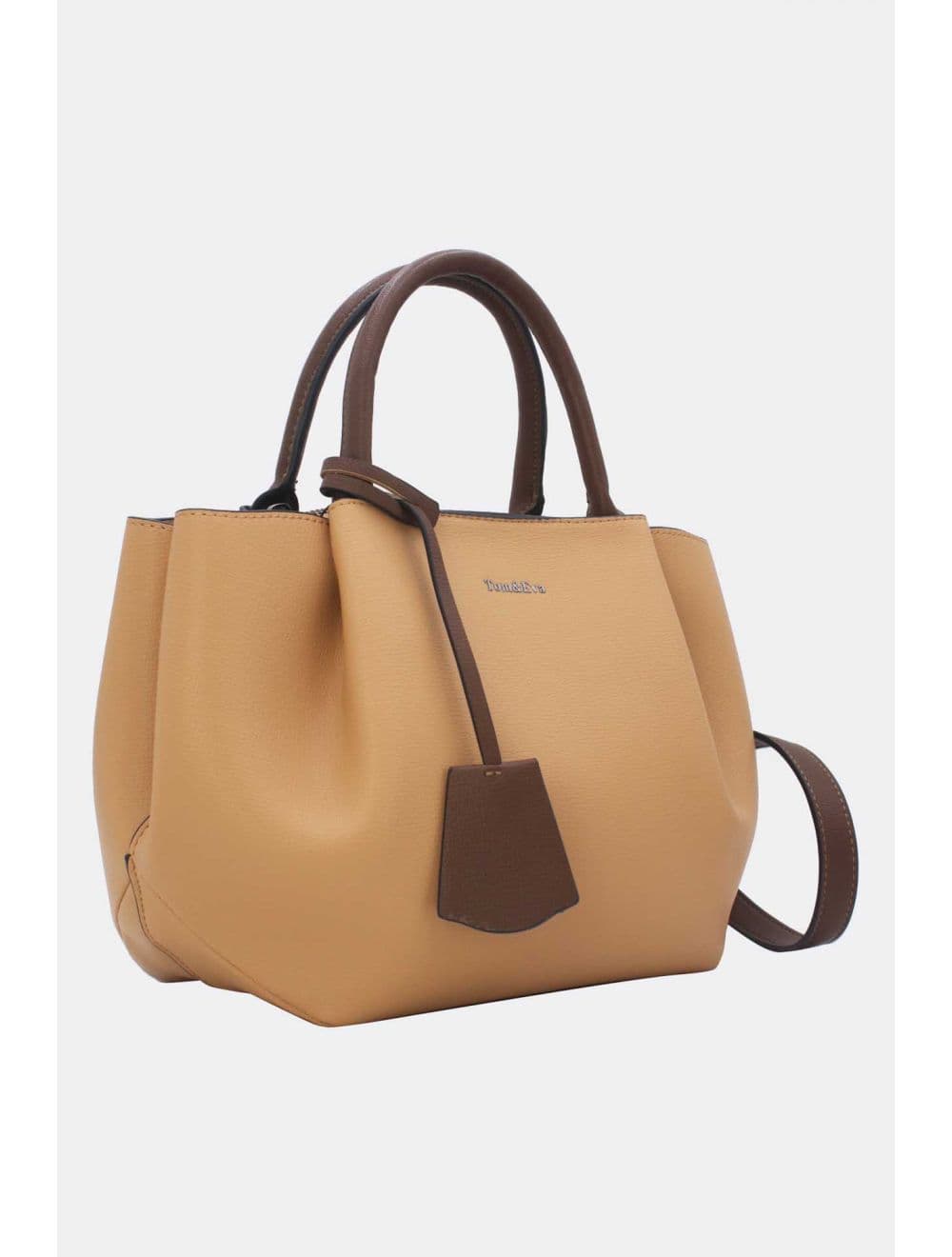 Sac à Main Effet Cuir 25B-6375-Apricot/Coffee — vue 2