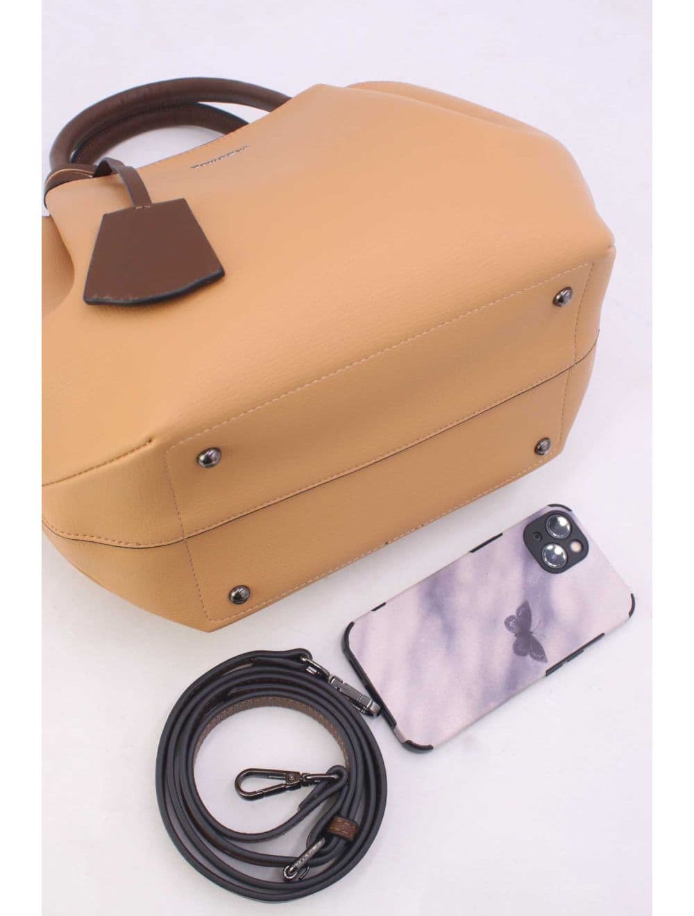 Sac à Main Effet Cuir 25B-6375-Apricot/Coffee — vue 4