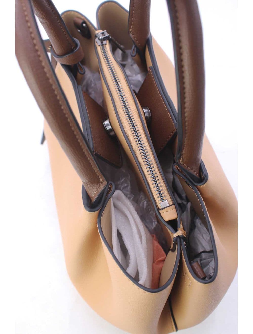Sac à Main Effet Cuir 25B-6375-Apricot/Coffee — vue 5