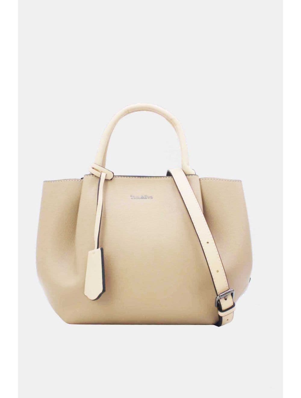 Sac à Main Effet Cuir 25B-6375-Khaki/Apricot