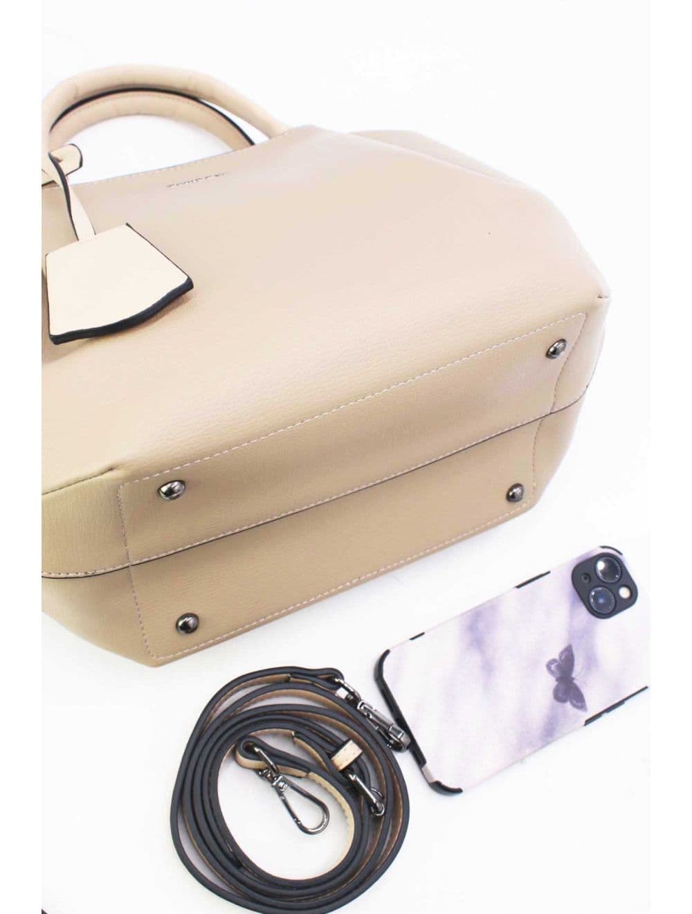 Sac à Main Effet Cuir 25B-6375-Khaki/Apricot — vue 4