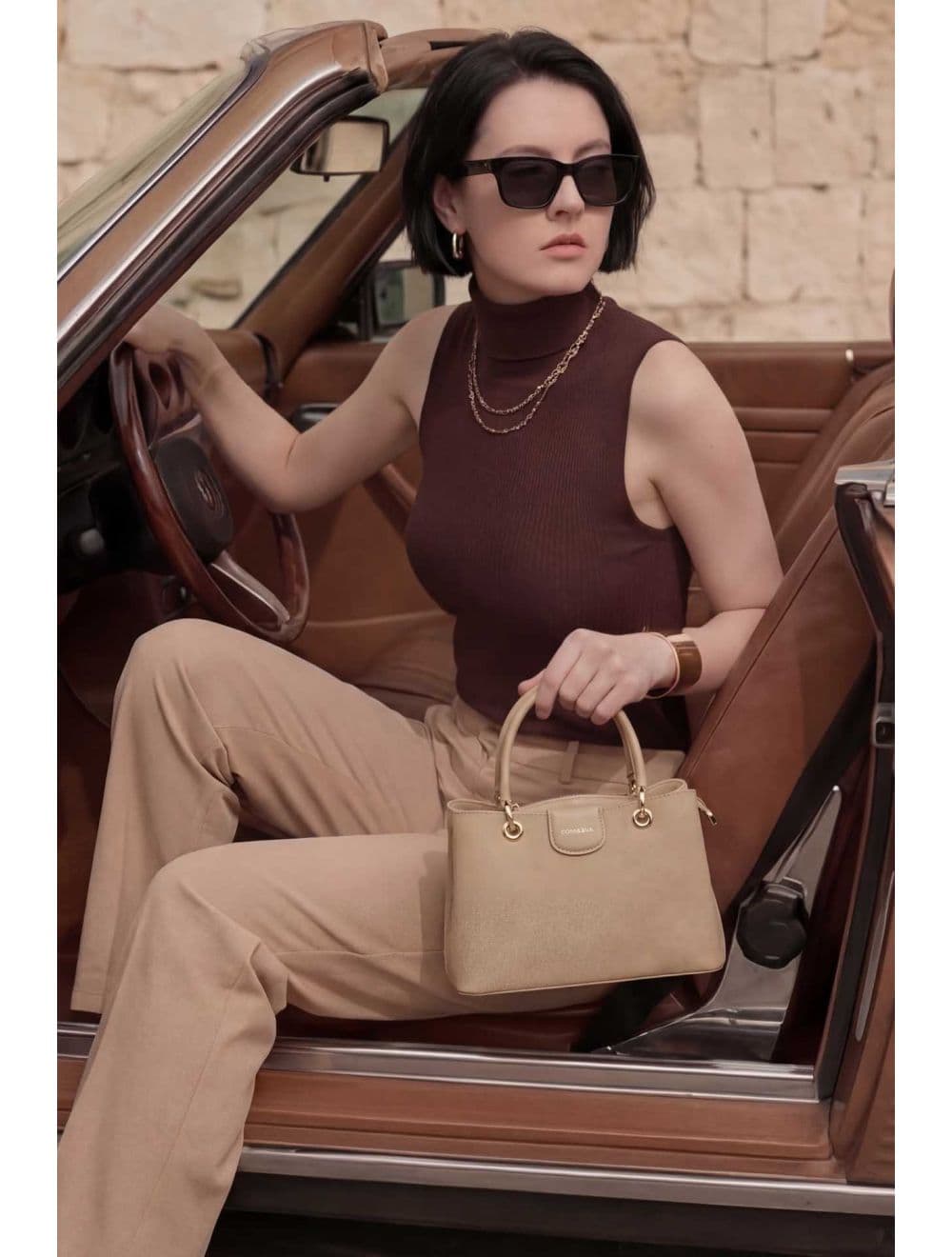 Petit Sac à Main Effet Cuir Grainé 25B-6377-Abricot — vue 6