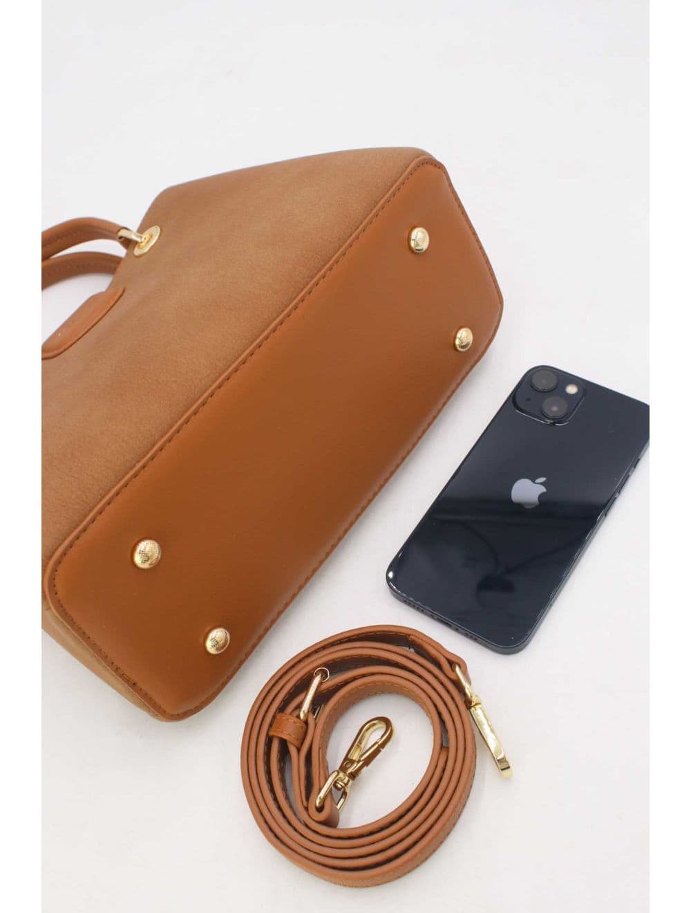Petit Sac à Main Effet Cuir Grainé 25B-6377-Brun — vue 4