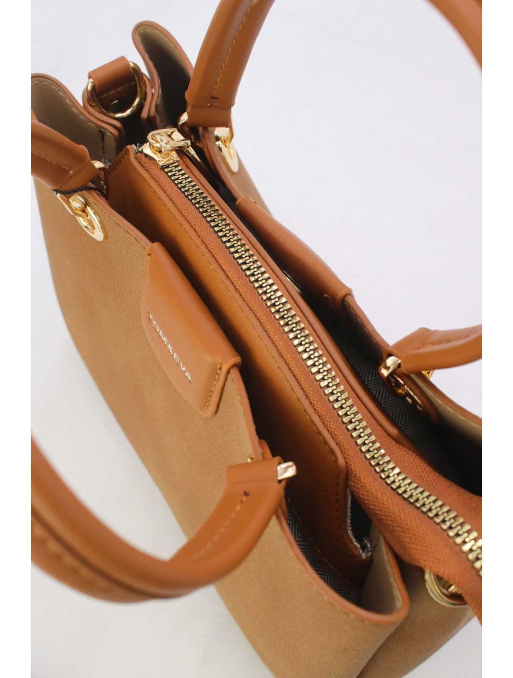 Petit Sac à Main Effet Cuir Grainé 25B-6377-Brun — vue 5
