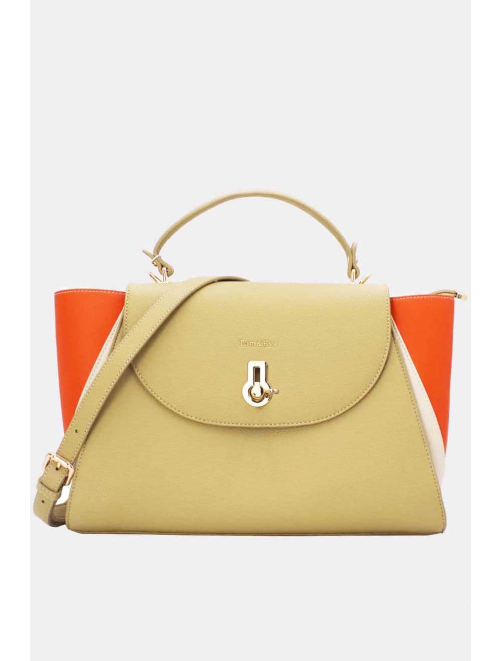 Sac Cabas Femme Tricolore RÉASSORT 23B-5840-Green/Orange