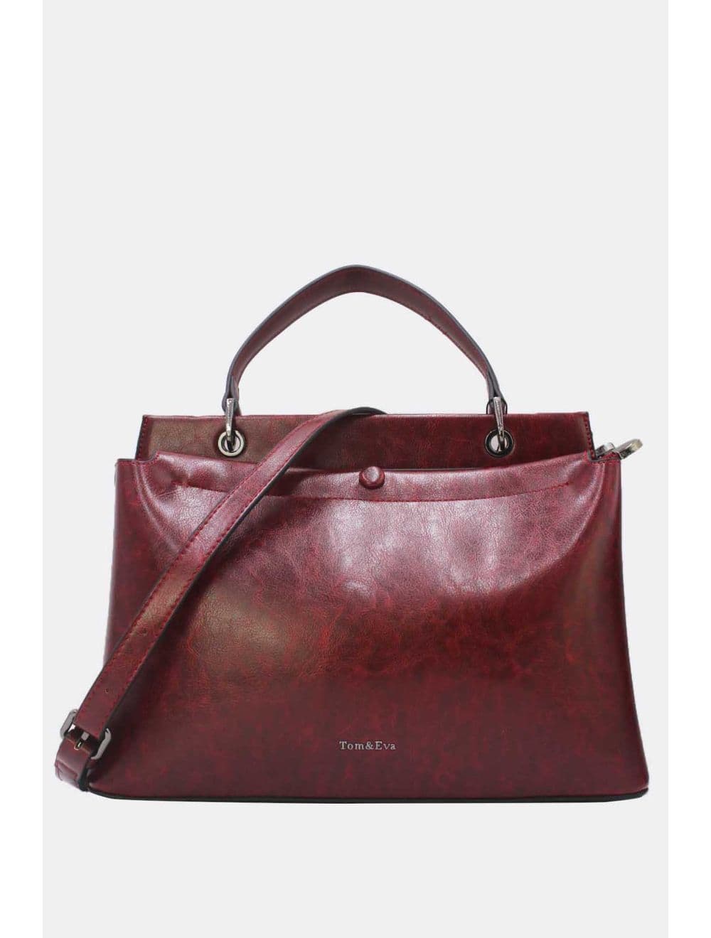 Sac à Main Effet Cuir Vernis Style Vintage 25B-6361-Burgundy