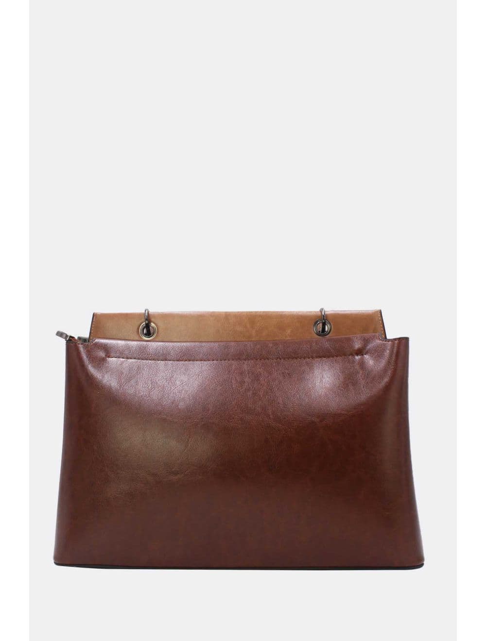 Sac à Main Effet Cuir Vernis Style Vintage 25B-6361-Coffee/Apricot — vue 3