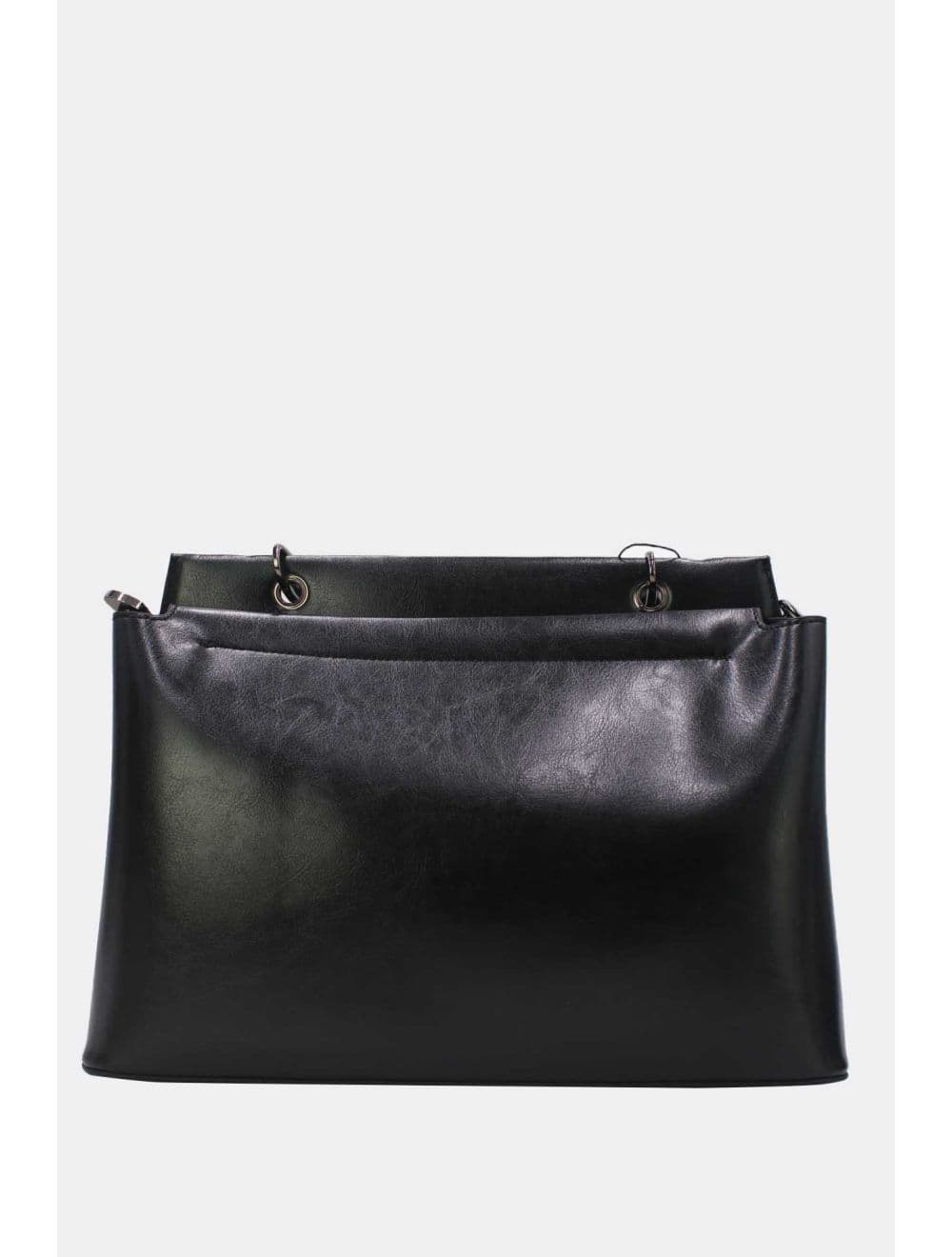 Sac à Main Effet Cuir Vernis Style Vintage 25B-6361-Noir — vue 3