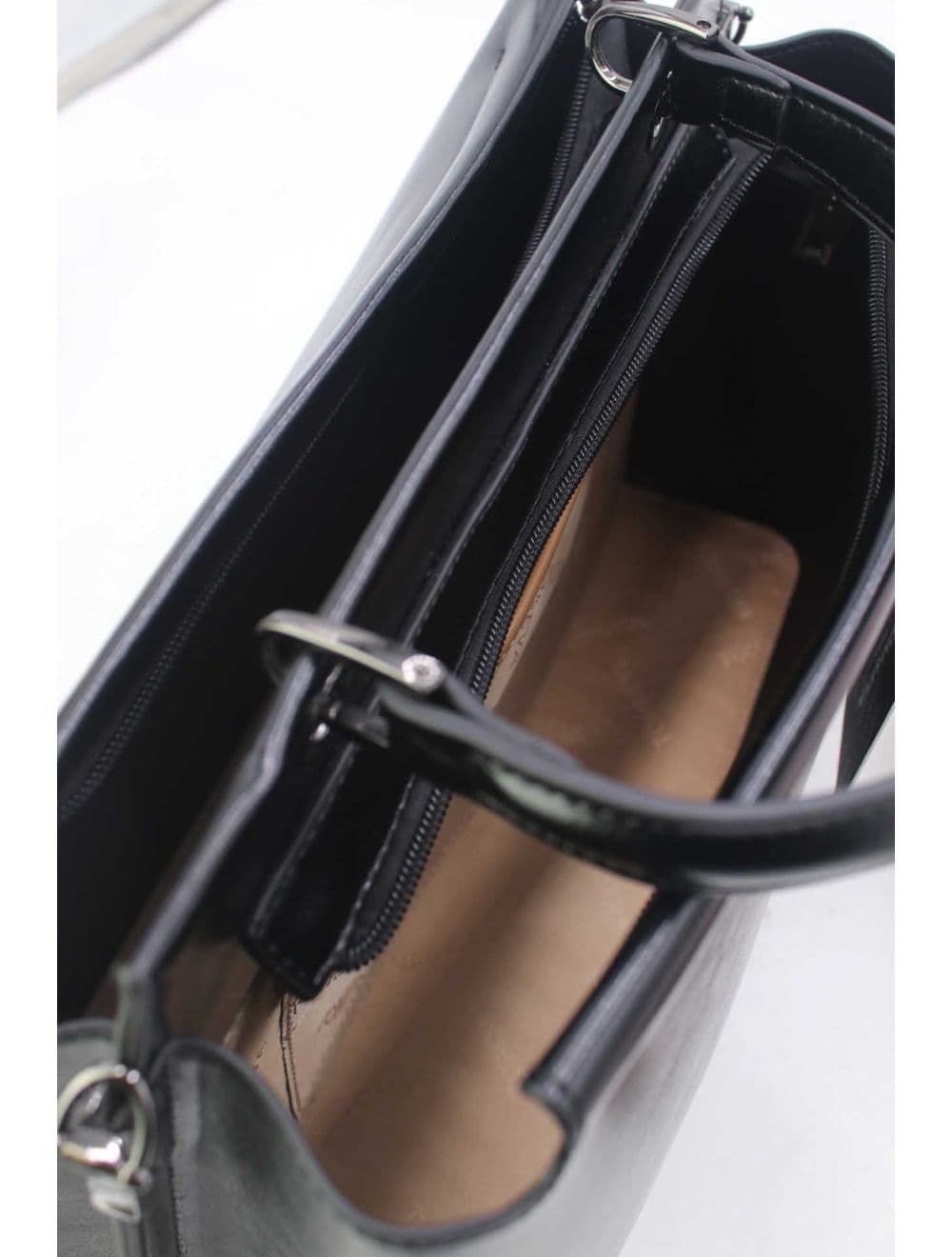 Sac à Main Effet Cuir Vernis Style Vintage 25B-6361-Noir — vue 5
