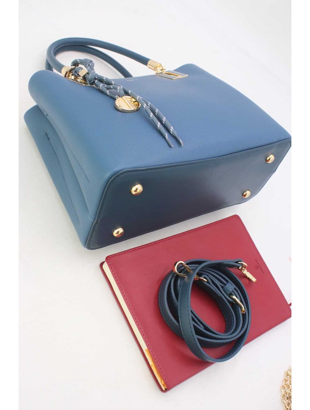 Medium Sac à Main Chic Avec Pendentifs 25B-6306-Bleu — vue 4
