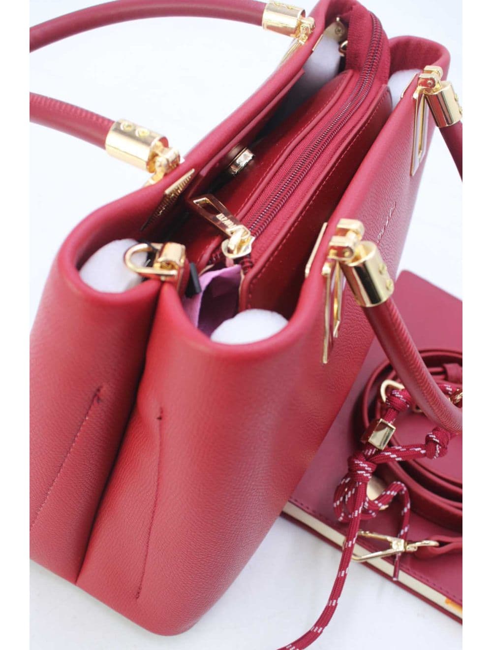 Medium Sac à Main Chic Avec Pendentifs 25B-6306-Bordeaux — vue 5
