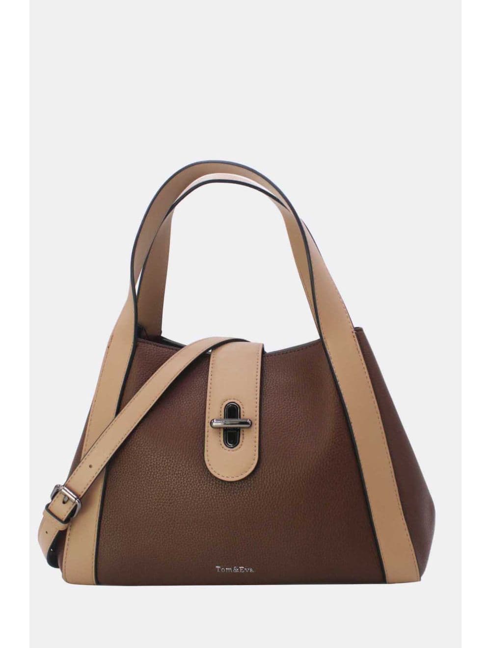 Sac à Main Transformable Fermoir Languette 25B-6223-Coffee/Khaki