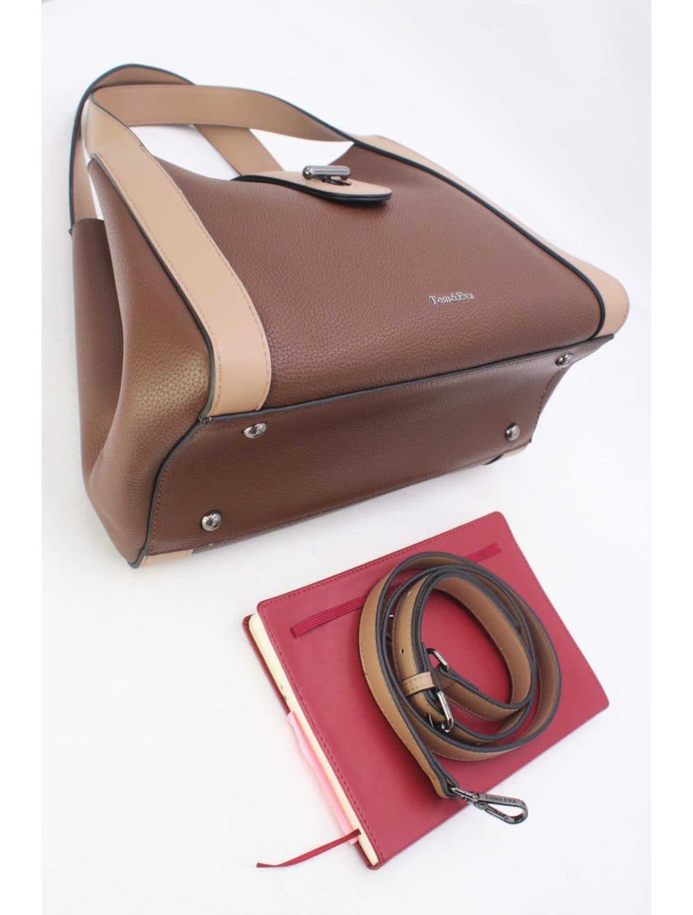 Sac à Main Transformable Fermoir Languette 25B-6223-Coffee/Khaki — vue 4