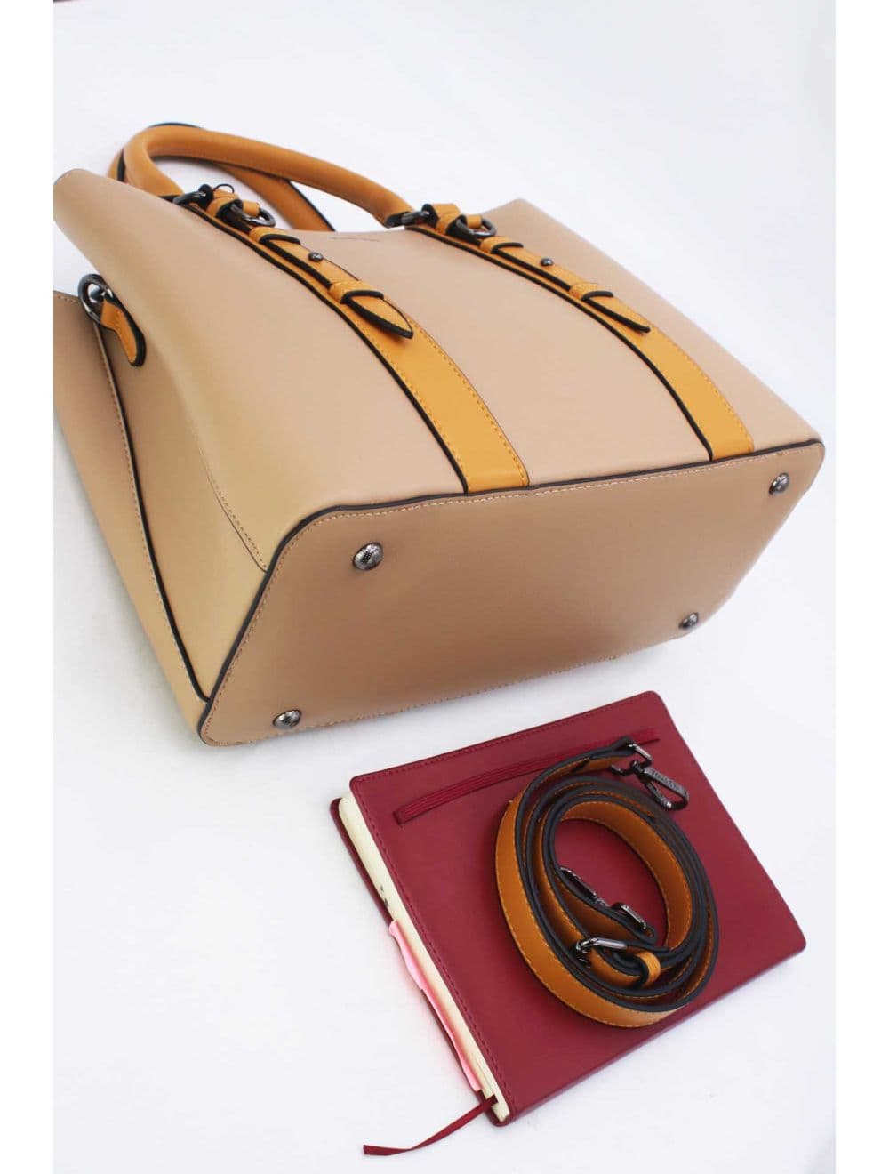 Grand Sac Ordinateur Femme Effet Cuir 25B-6351-Abricot — vue 4
