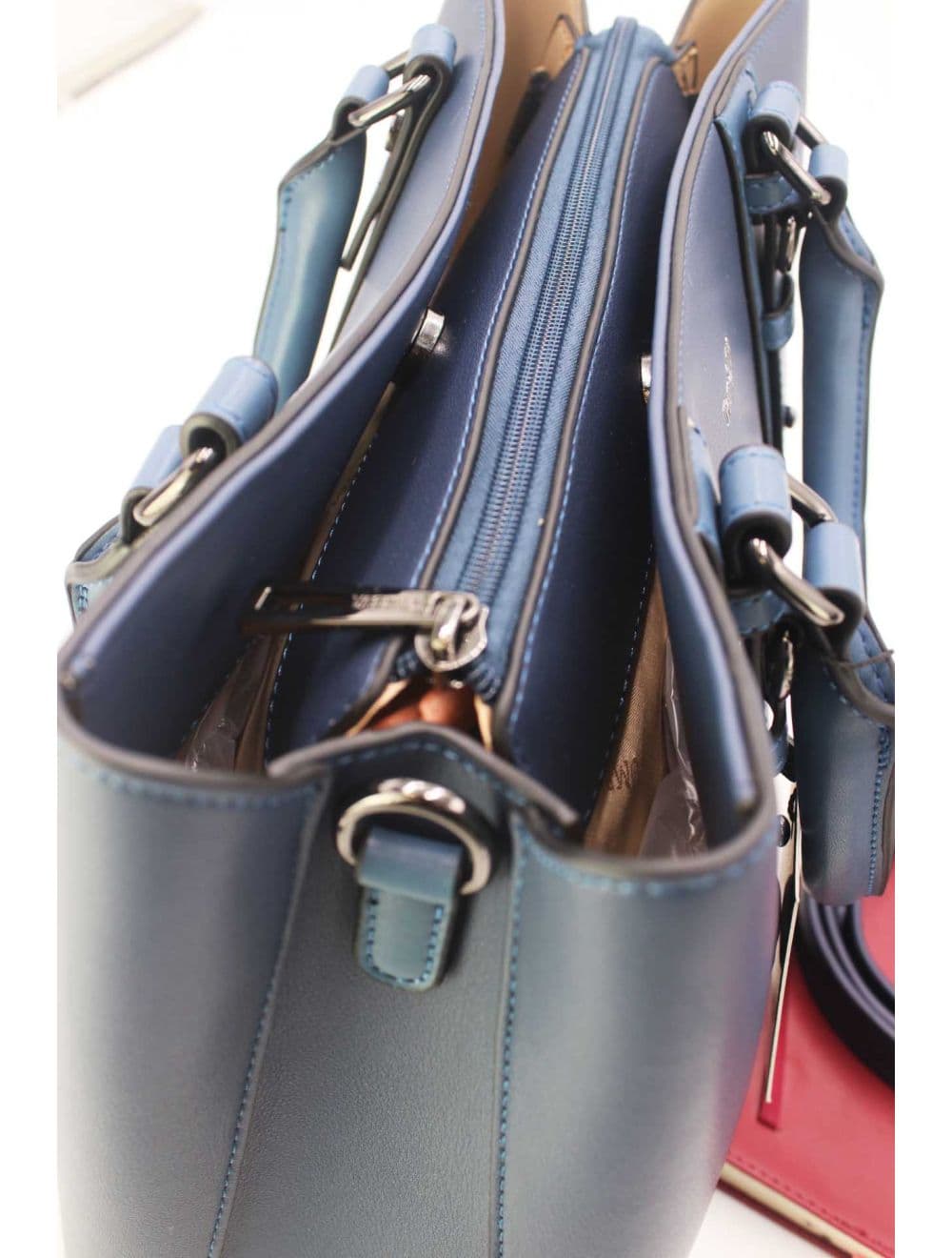 Grand Sac Ordinateur Femme Effet Cuir 25B-6351-Bleu