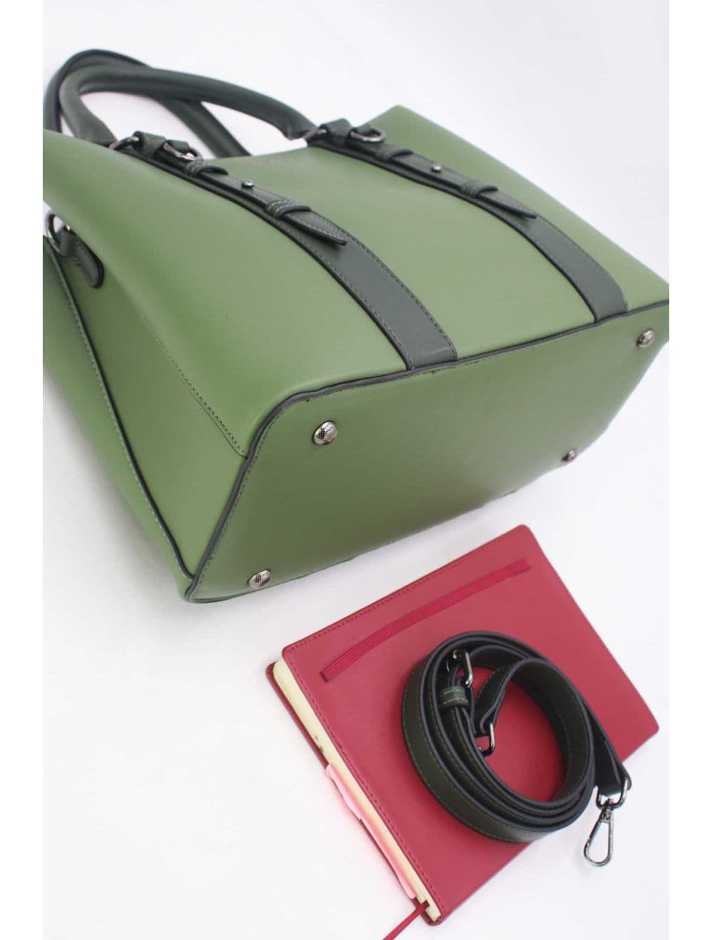 Grand Sac Ordinateur Femme Effet Cuir 25B-6351-Vert — vue 4