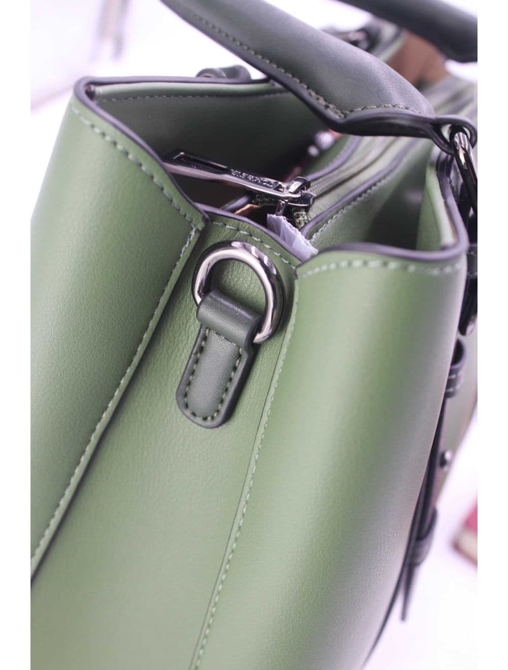 Grand Sac Ordinateur Femme Effet Cuir 25B-6351-Vert — vue 5