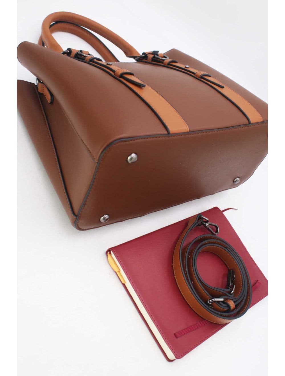 Grand Sac Ordinateur Femme Effet Cuir 25B-6351-Café — vue 4