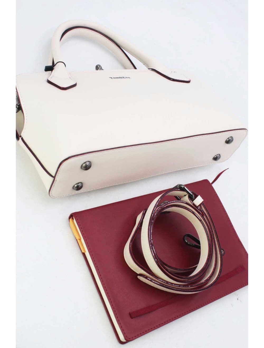 Sac Boston Plat à Fermoir Rétro Noir 25B-6371-Beige — vue 3