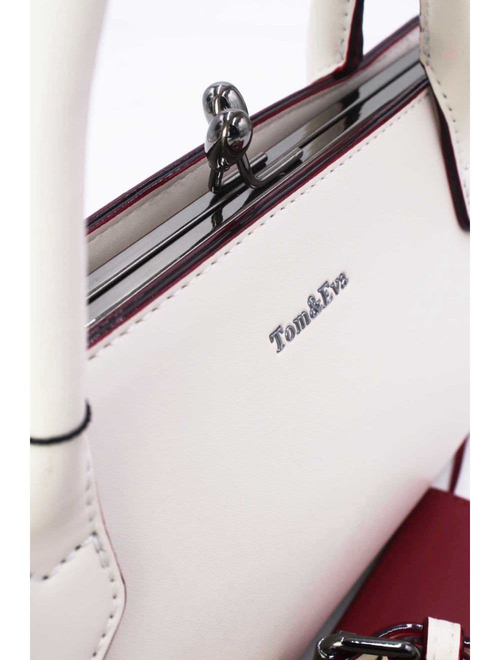 Sac Boston Plat à Fermoir Rétro Noir 25B-6371-Beige — vue 4