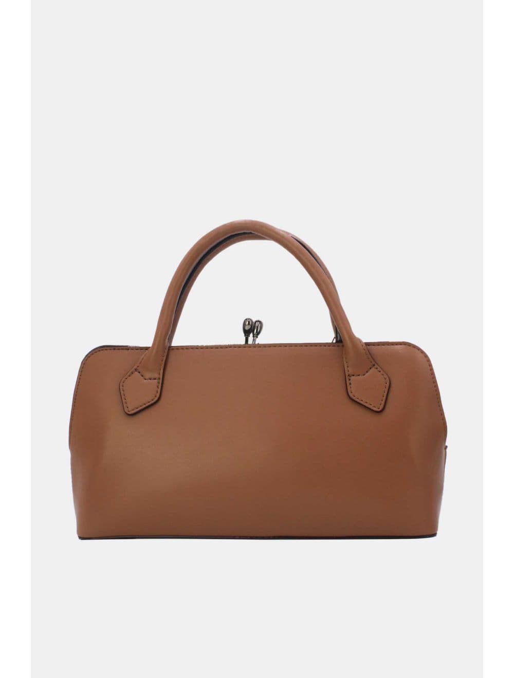 Sac Boston Plat à Fermoir Rétro Noir 25B-6371-Marron — vue 3