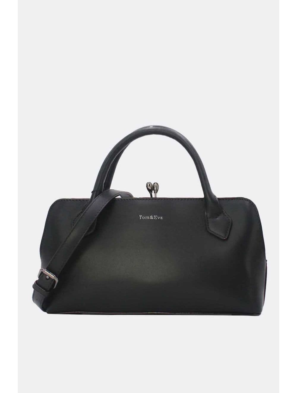 Sac Boston Plat à Fermoir Rétro Noir 25B-6371-Noir