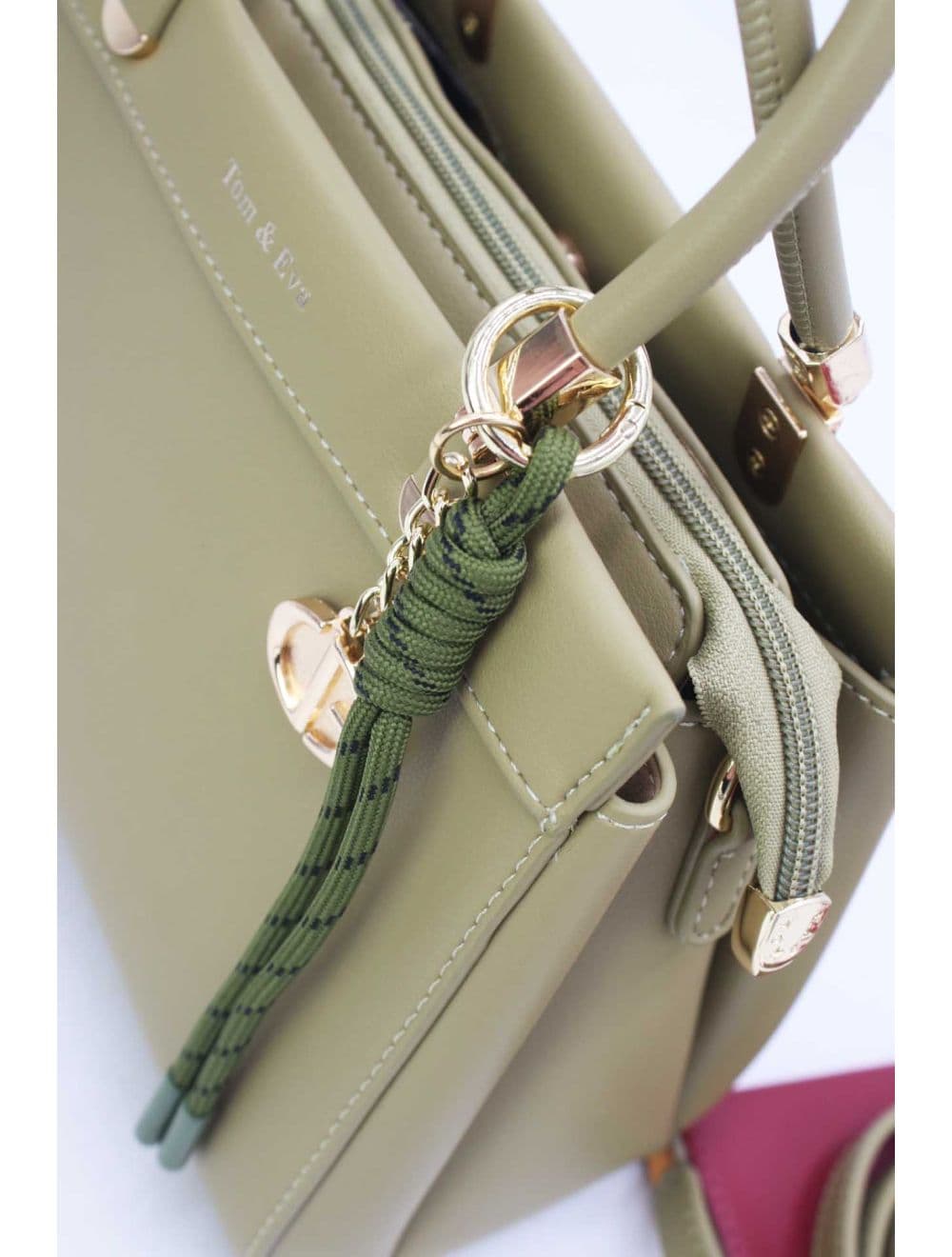 Medium Sac à Main Chic Avec Pendentifs 25B-6277-Vert — vue 5