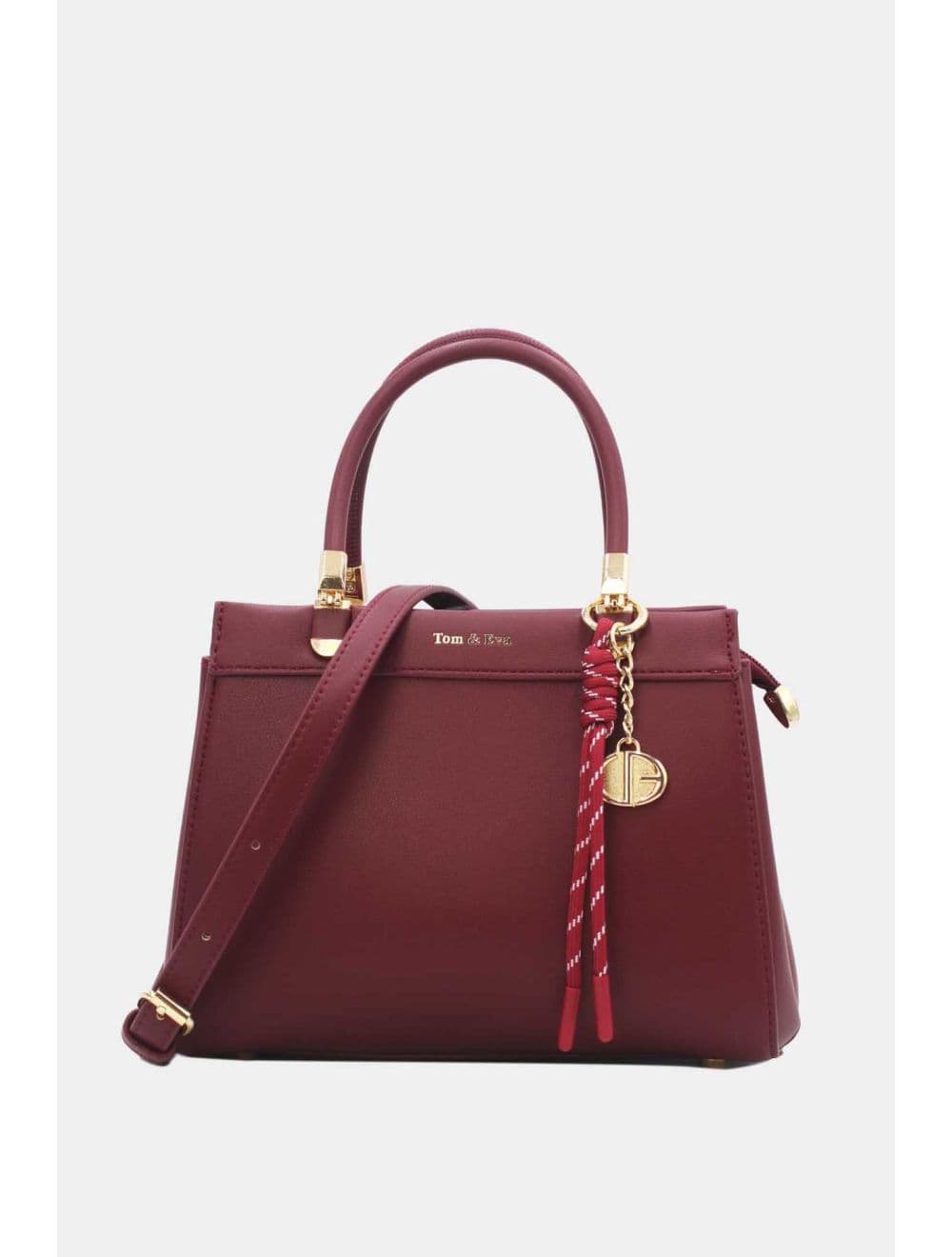 Medium Sac à Main Chic Avec Pendentifs 25B-6277-Bordeaux