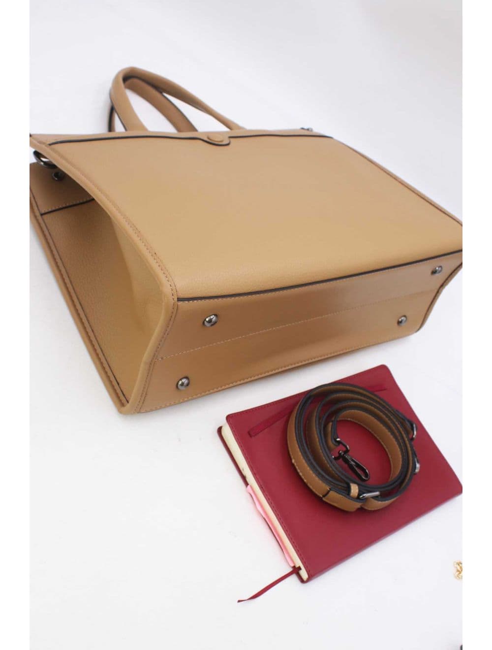 Grand Sac Ordinateur Femme Effet Tissu RÉASSORT 25B-6212-Taupe — vue 4